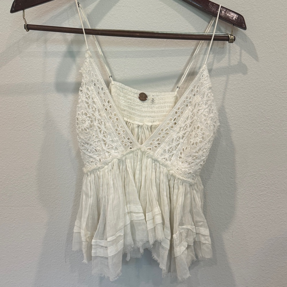 Free People  White Lace Women Top